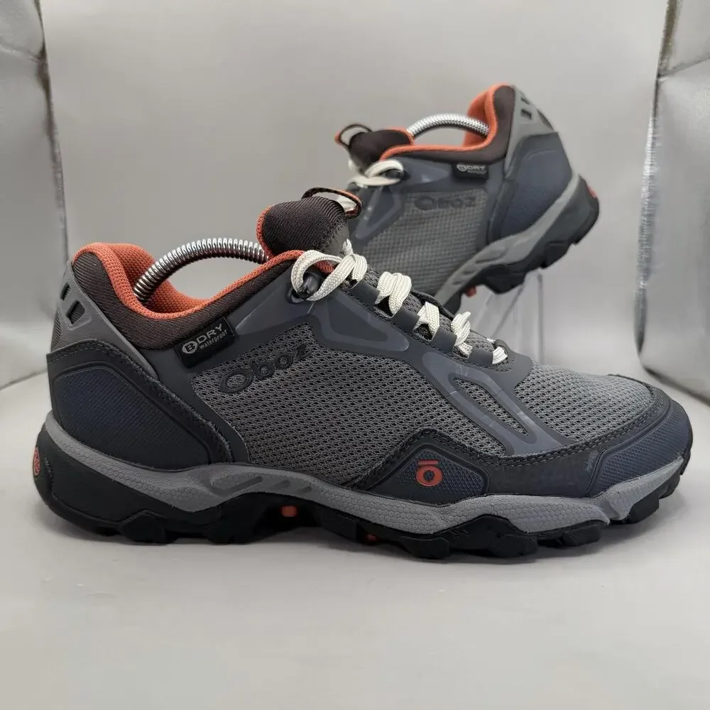 Oboz Crest Low Waterproof Hiking Shoes Mens Size 10 Gray Mesh Trail Sneakers